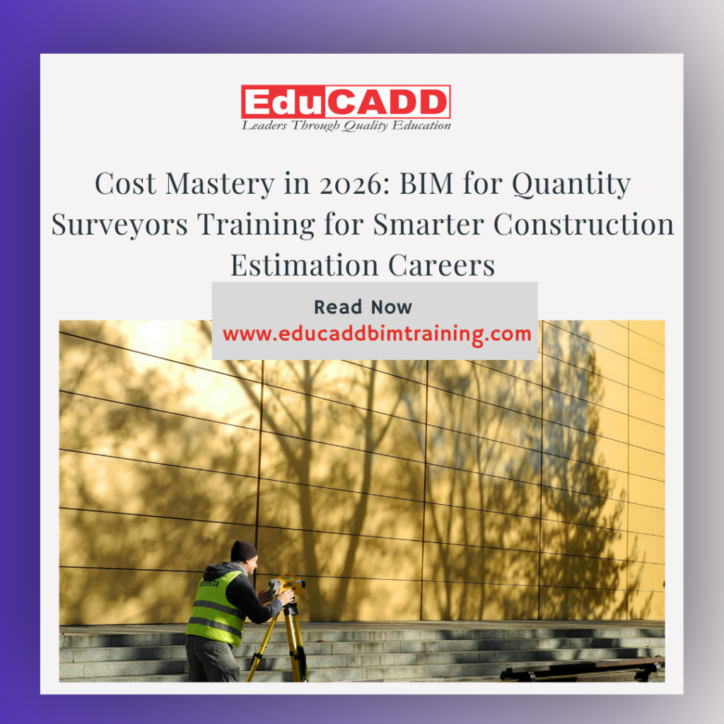 BIM quantity surveyor training showing digital quantity takeoff, cost estimation model, and construction budgeting workflow in BIM software