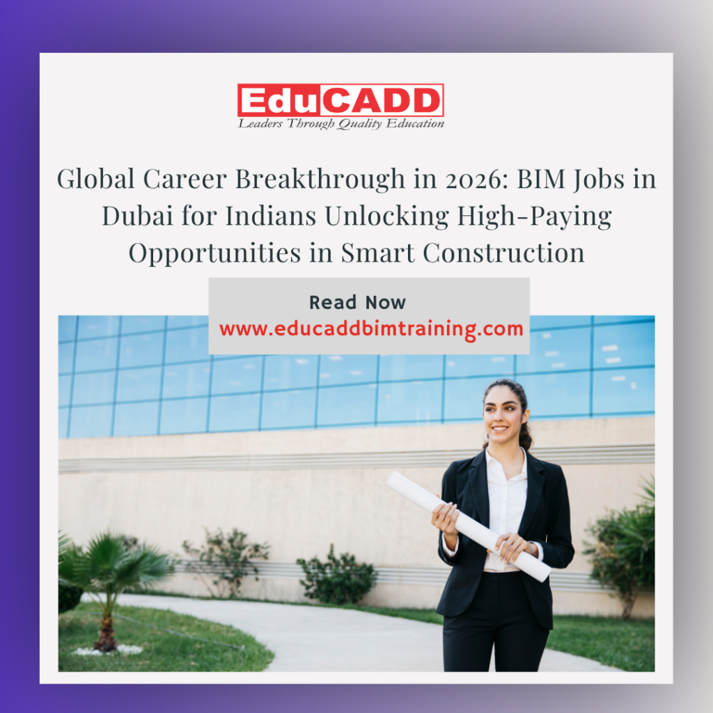 BIM jobs Dubai Indians showing engineer working on 3D BIM models with Dubai skyline and large construction project in background