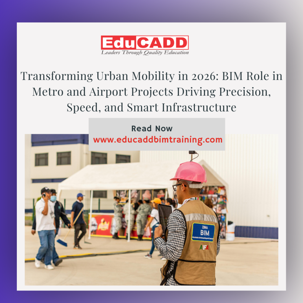 BIM metro airport projects showing engineers using 3D BIM models for metro rail systems and modern airport infrastructure development