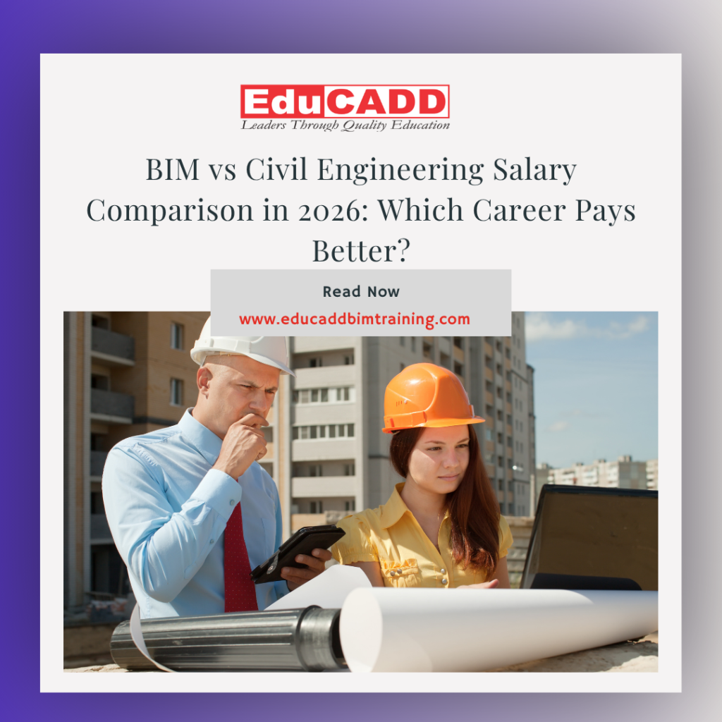 BIM vs civil salary comparison showing pay scale, career growth, and job roles in construction and digital modeling fields