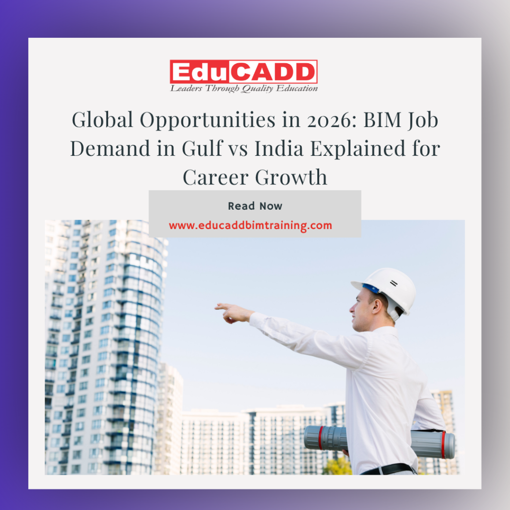 BIM job demand Gulf vs India showing career opportunities, salary comparison, and construction project growth in both regions