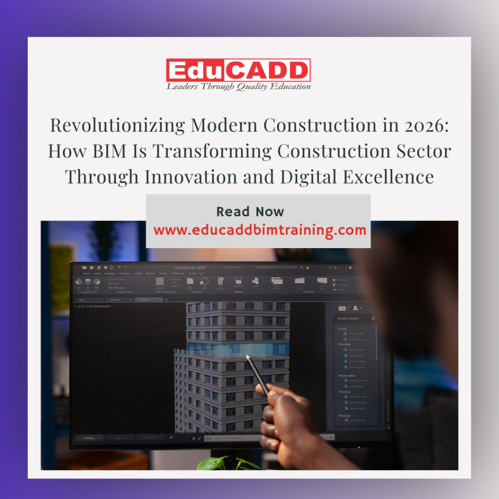 How BIM is transforming construction sector in 2026 showing digital building models, smart project coordination, and advanced construction technology workflows.